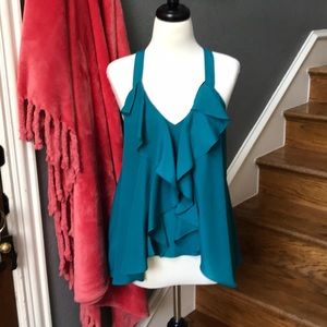{BCBGeneration} ‘Blue Bird’ Ruffled Top 🖤💙💚